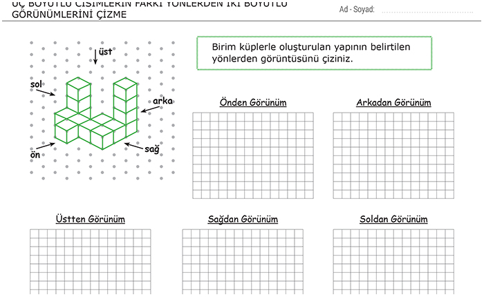 Cisimlerin Farkli Yonlerden Gorunumleri 7 Sinif Matematik Morpa Kampus
